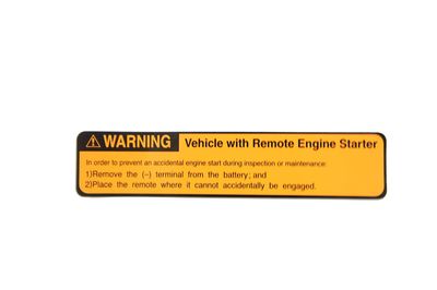 Toyota Caution Engine Room Label. Remote Engine Starter. PT398-00070-EL