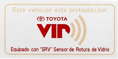 Toyota VIP Security System, GBS Window Label Spanish - Service PT398-42091