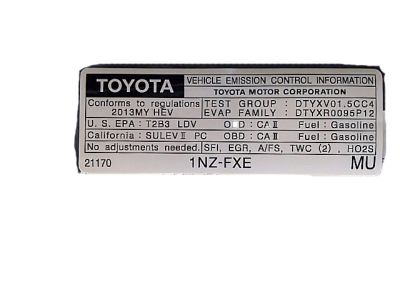 Toyota 11298-21170 Label, Emission Control Information