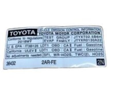 Toyota 11298-0P330 Label, Emission Control Information