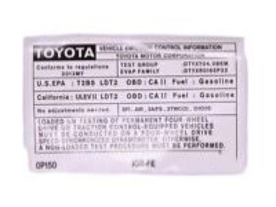 Toyota 11298-28191 Label, Emission Control Information