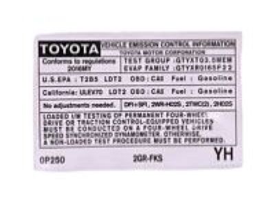 Toyota 11298-21150 Label, Emission Control Information