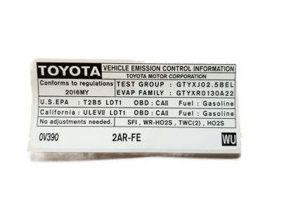 Toyota 11298-0V390 Label, Emission Control Information