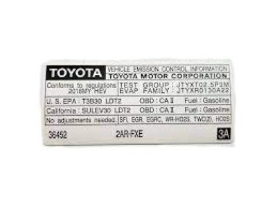 Toyota 11298-36450 Label, Emission Control Information