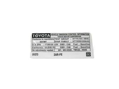 Toyota 11298-0V373 Label, Emission Control Information