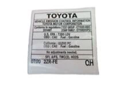 Toyota 11298-0C170 Label, Emission Control Information