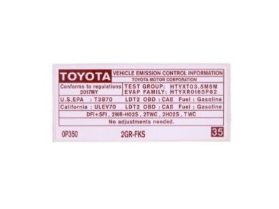 Toyota 11298-0P350 Label, Emission Control Information