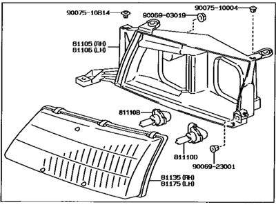 Toyota 81110-AC010 Passenger Side Headlight Assembly Composite