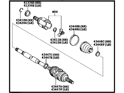 Toyota 43420-0R091 Shaft Assembly, Front Drive, Left
