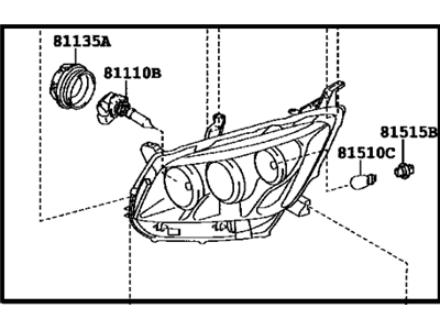 Toyota 81110-42510 Passenger Side Headlight Assembly