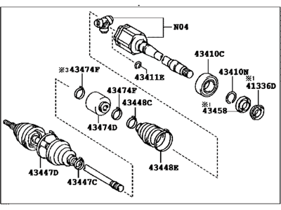 Toyota 43410-0T040 Shaft Assembly, Front Drive, Right