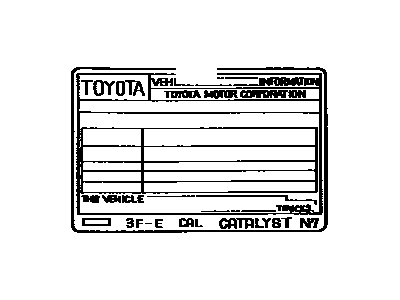 Toyota 11298-66030 Plate, Emission Control Information