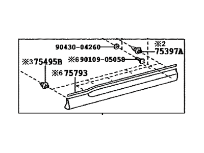 Toyota 75071-48090-A0 MOULDING Sub-Assembly, F
