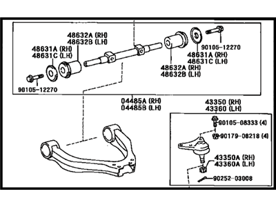 Toyota 48066-35140 Front Suspension Control Arm Sub-Assembly Upper Right