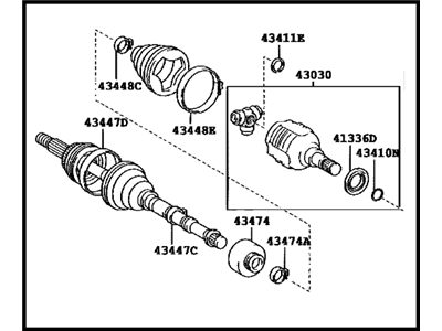 Toyota 43410-47012 Shaft Assembly, Front Cv Axle, Right