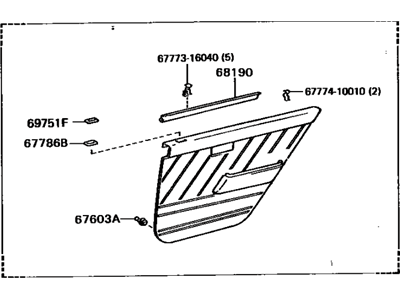 Toyota 67630-16251-04 Board Sub-Assembly, Rear Door Trim, RH