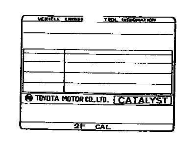 Toyota 11298-61033 Plate, Emission Control System Information
