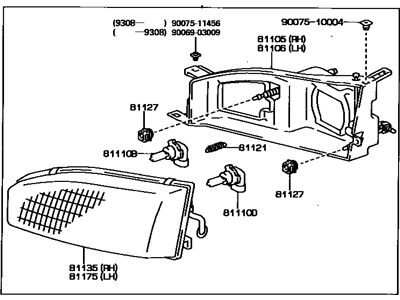 Toyota 81110-33011 Passenger Side Headlight Assembly