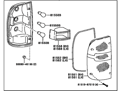 Toyota 81550-04030 Lamp Assy, Rear Combination, RH