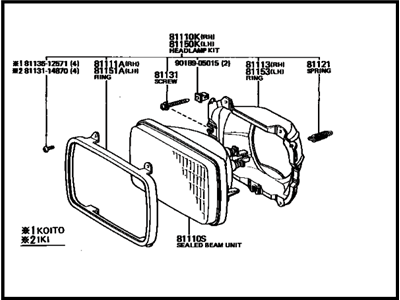 Toyota 81150-80135 Passenger Side Headlight Assembly