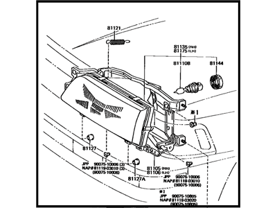 Toyota 81110-03010 Passenger Side Headlight Assembly
