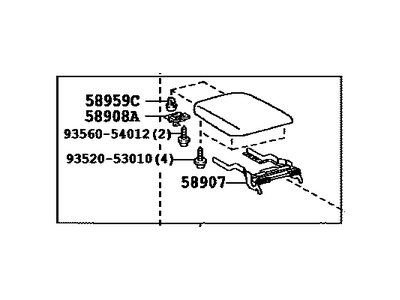 Toyota 58905-0E040-B0 Door Sub-Assembly, Console Compartment