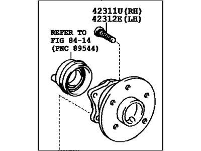 Toyota 42460-48011 Rear Axle Bearing And Hub Assembly, Left