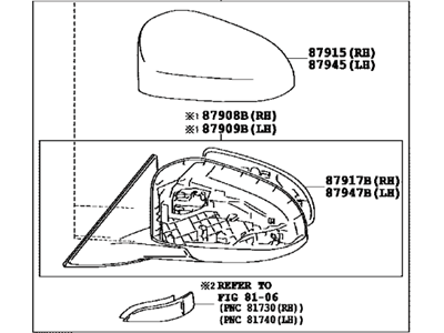 Toyota 87940-33A20-B1 Outside Rear View Driver Side Mirror Assembly