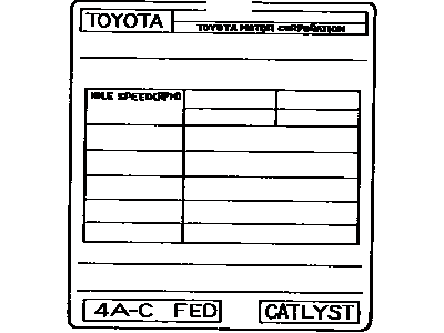 Toyota 11298-16202 Plate, Emission Control Information
