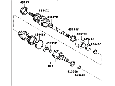 Toyota 43410-12B60 Front Drive Shaft Assembly