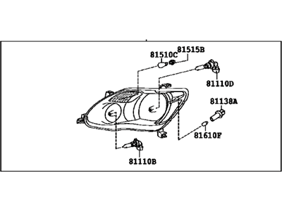 Toyota 81110-AC060 Passenger Side Headlight Assembly Composite