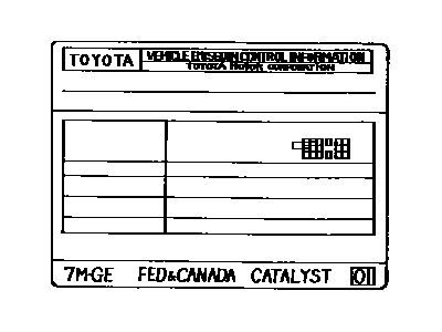 Toyota 11298-42060 Plate, Emission Control Information