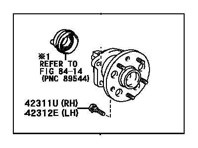 Toyota 42410-42020 Rear Axle Bearing And Hub Assembly, Right