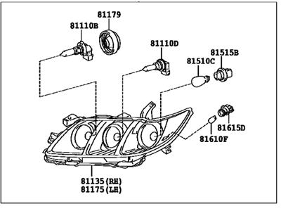 Toyota 81110-06212 Passenger Side Headlight Assembly
