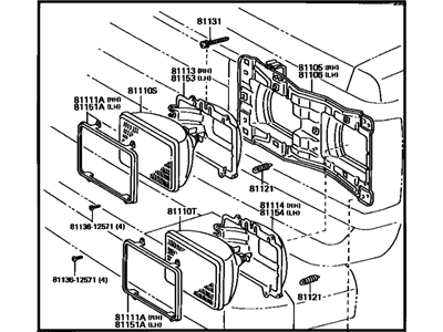 Toyota 81110-90A28 Passenger Side Headlight Assembly