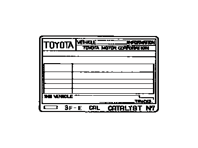 Toyota 11298-61052 Plate, Emission Control Information