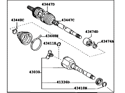 Toyota 43410-47020 Shaft Assembly, Front Cv Axle, Right