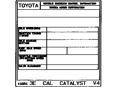 Toyota 11298-11361 Plate, Emission Control Information