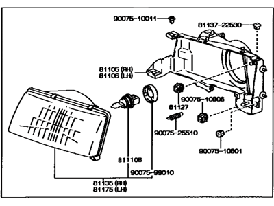 Toyota 81110-16510 Passenger Side Headlight Assembly