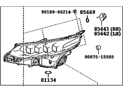 Toyota 81145-62060 Passenger Side Headlight Unit Assembly