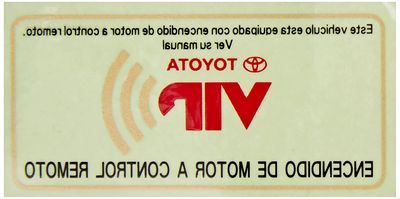 Toyota VIP Security System, SPANISH VIP WINDOW LABEL. Remote Engine Starter. PT398-00071-SL