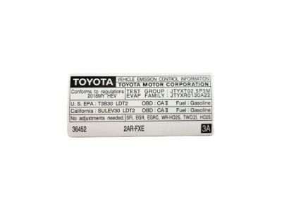 Toyota 11298-36452 Label, Emission Cont