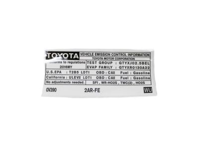 Toyota 11298-36430 Label, Emission Control Information