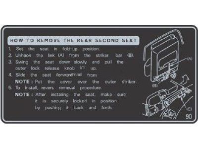 Toyota 74544-60090 Label, Rear Seat Information