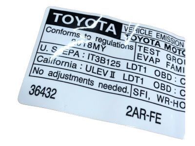 Toyota 11298-36432 Label, Emission Cont