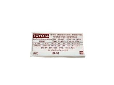 Toyota 11298-0P570 Label, Emission Cont