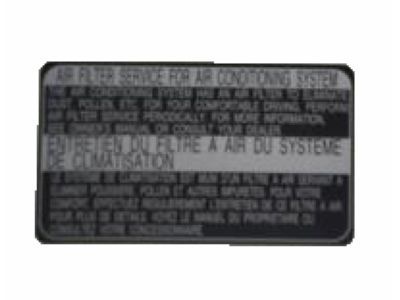 Toyota 87529-50010 Label, A/C Filter Information