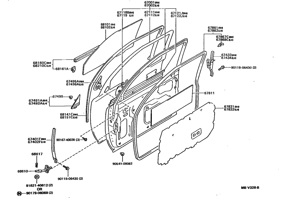 Toyota 67119-89114 Retainer, Outer Rear View Mirror, LH