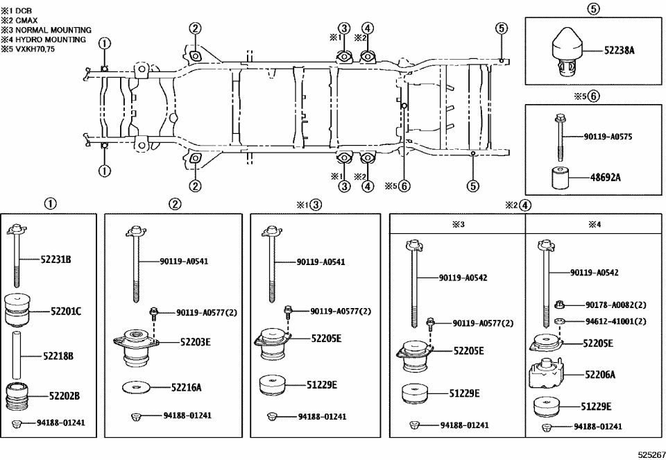 Toyota 51229-0C030 DAMPER, FRAME DYNAMI