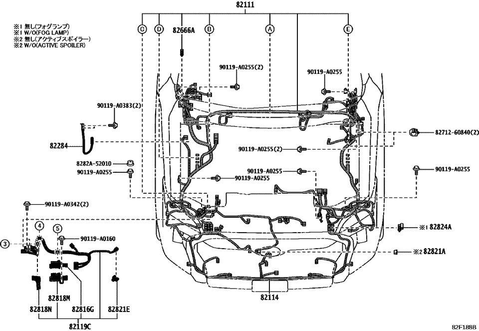 Toyota 82111-ANG51 WIRE, ENGINE ROOM MA